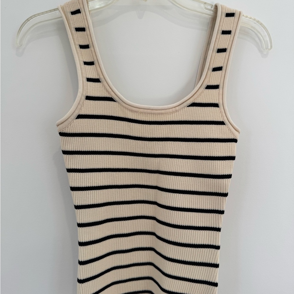 DISSH Black and Cream Striped Tank Top